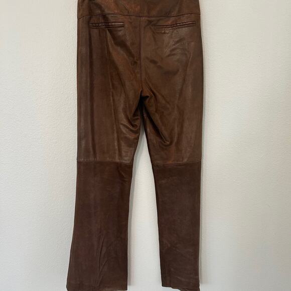 Cache Suede Leather Pants SZ8 Bootcut Y2K Vintage Metallic Bronze Brown Boho - Picture 2 of 13